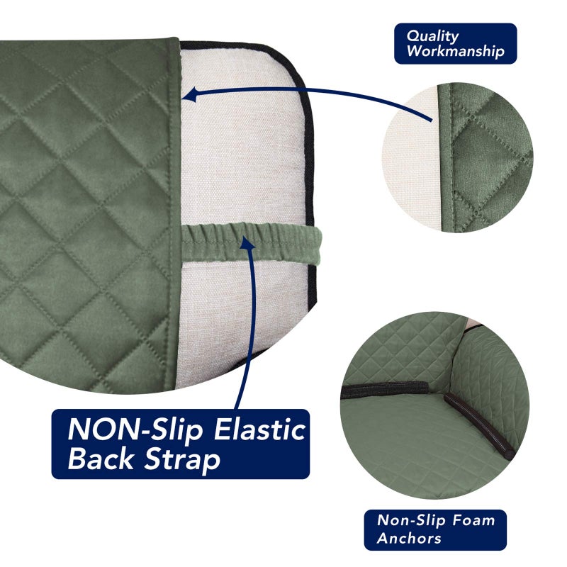 PureFit Reversible Quilted Sofa Cover, Water Resistant Slipcover Furniture Protector, Washable Couch Cover with Non Slip and Elastic Straps for Kids, Dogs, Pets (XX Large, Greyish Green/Beige) - Image 3